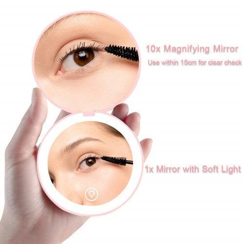 Portable Travel Mirror with LED Light,1x/10x Magnification Compact Mirror, 2-Sided Illuminated Folding Round Mirror - Toytexx Portable Travel Mirror with LED Light,1x/10x Magnification Compact Mirror, 2-Sided Illuminated Folding Round Mirror - Toytexx